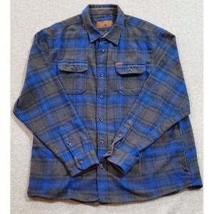 Orvis‎ Heavyweight Flannel Shirt Jacket Shacket Sz XXL 2XL Men Blue Grey Outdoor